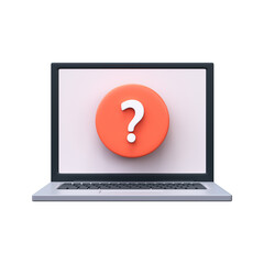 FAQ concept. Laptop icon with question mark in 3D style