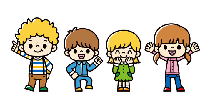 Clip art of children posing with smiles