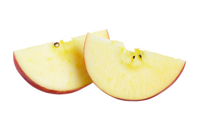 Sliced of red apple isolated on white background.