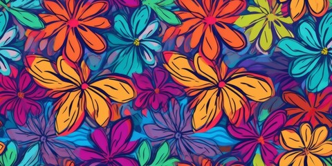 colorful vibrant african inspired flower pattern , generated by AI