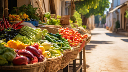 Fototapeta na wymiar Fresh vegetables in street outdoors market