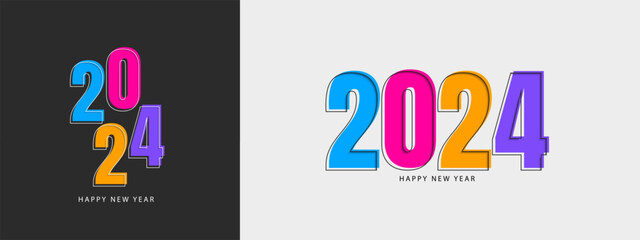 Happy new year 2024 design. Trendy number illustration design. Vector template for banner, poster, greeting and new year 2024 celebration.