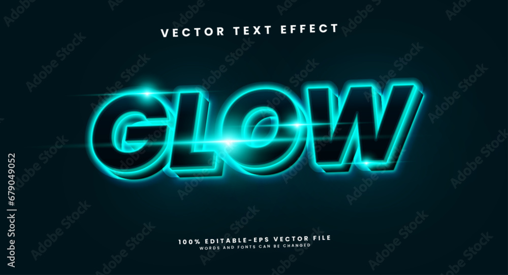 Poster neon glow editable text style effect. vector text effect with blue neon lights for a technology them