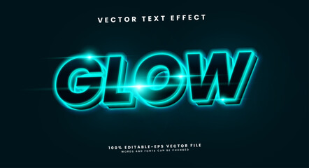 Neon glow editable text style effect. Vector text effect with blue neon lights for a technology theme. © Niestart Creation