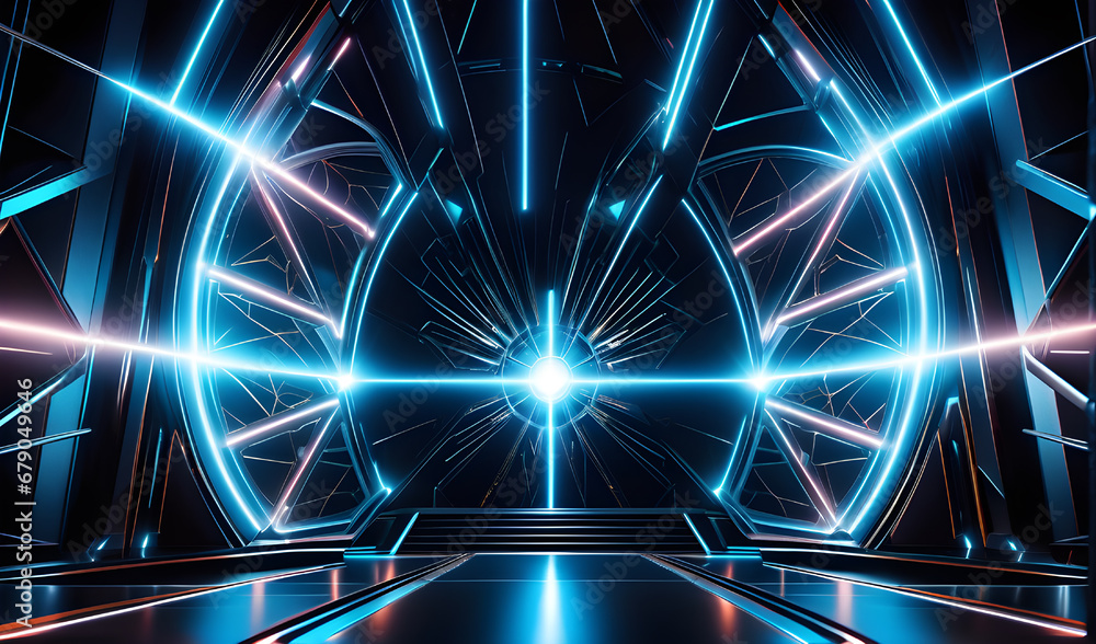 Poster 3d rendering of abstract futuristic background with neon lights. 3d illustration