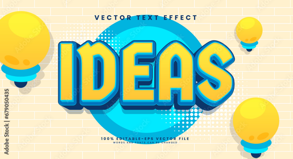Poster ideas editable text style effect. vector text effect with a combination of blue and yellow for an in