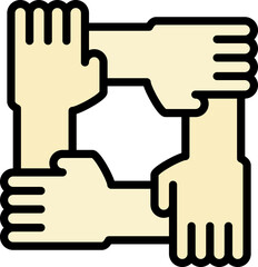4 hand hold together illustration