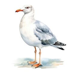 Naklejka premium Realistic Seagull Watercolor Illustration