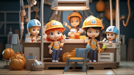 International Occupational Safety and Health Day 28th April 3D Cartoon Generative AI