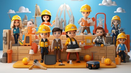 International Occupational Safety and Health Day 28th April 3D Cartoon Generative AI