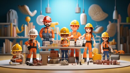 International Occupational Safety and Health Day 28th April 3D Cartoon Generative AI