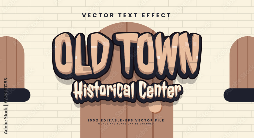 Poster old town editable text style effect. vector text effect with an ancient look and classic style.