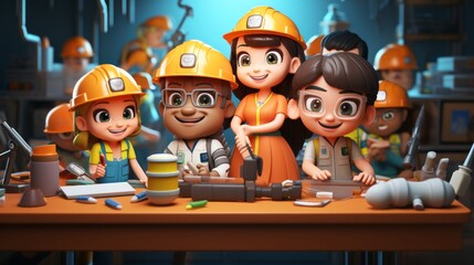 International Occupational Safety and Health Day 28th April 3D Cartoon Generative AI