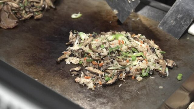 Cooking Fried Rice in Industrial Kitchen
