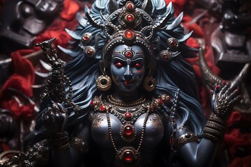 Goddess Kali: The Fierce and Divine Mother in Hindu Mythology - obrazy, fototapety, plakaty