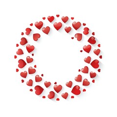 Empty Valentines hearts circle design element flat style on white background Generative AI