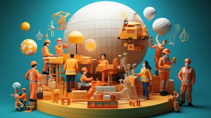 International Occupational Safety and Health Day 28th April 3D Cartoon Generative AI