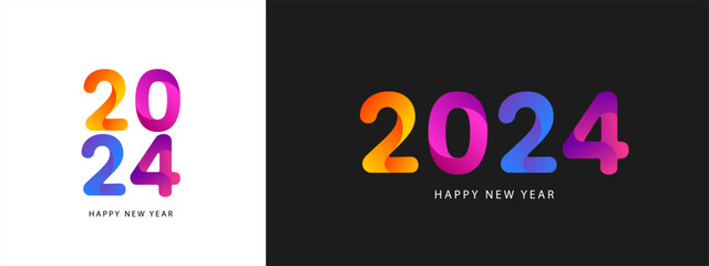 Happy new year 2024 design. 2024 number typography template for banner, poster, card, cover and calendar. Vector illustration