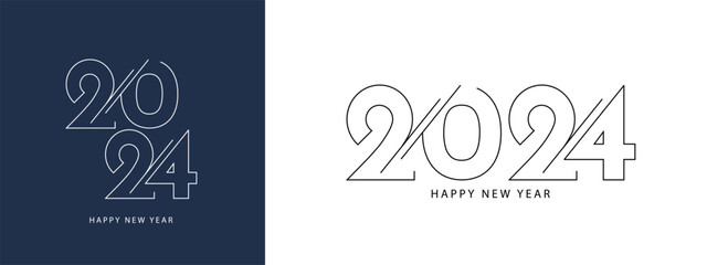 2024 happy new year logo text design. Creative and modern 2024 number typography. Template for poster, card, banner, cover and calendar. Vector illustration