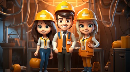 International Occupational Safety and Health Day 28th April 3D Cartoon Generative AI