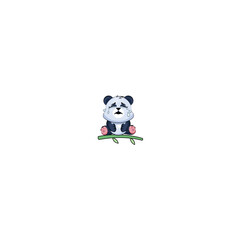 cute panda set vector with bamboo adorable