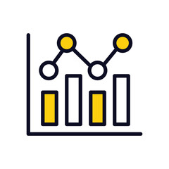 Line Graph icon isolate white background vector stock illustration
