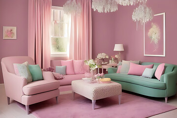 Creative Pastel Color Elegant Drawing Interior Design, Peculiar