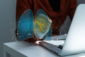 Medicine doctor touching icon medical network connection with modern virtual screen interface,...
