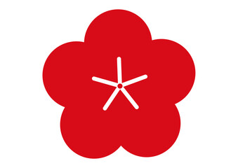 梅の花のアイコン スタンダードでシンプルな赤い梅の花びらのイラスト素材	