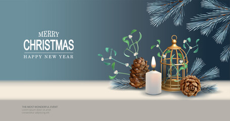 Merry Christmas and Happy New Year banner - 679053467