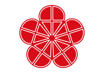 梅の花のアイコン モダンな赤い梅の花びらのイラスト素材	