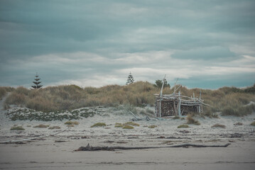 Fototapeta na wymiar Empty beach at New Zealand south island
