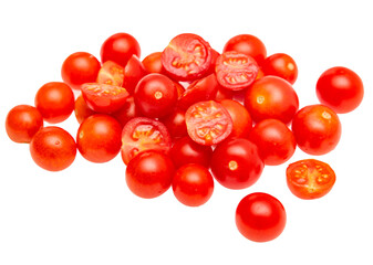 fresh cherry tomato cut on a white background.