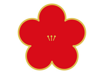 梅の花のアイコン シンプルな赤い梅の花びらのイラスト素材	
