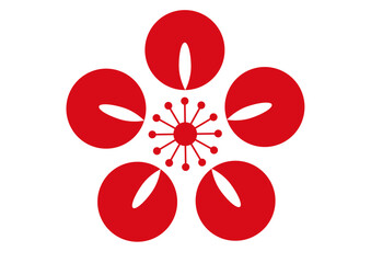梅の花のアイコン 個性的な赤い梅の花びらのイラスト素材	