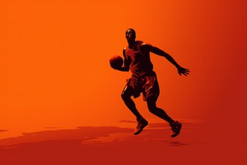 Fototapeta na wymiar Illustration of a basketball player, with empty space Generative AI