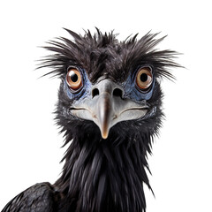 Fototapeta premium Close up of Microraptor dinosaur face isolated on a white transparent background