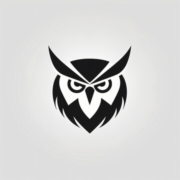 Vector logo of owl minimalistic black and white