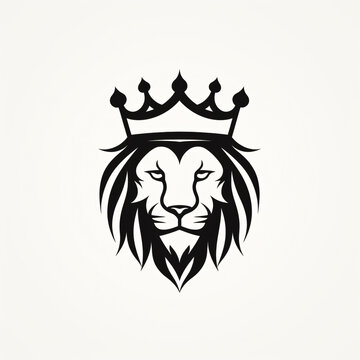Vector logo of Royal king lion crown symbols minimal