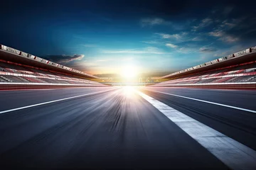 Foto op Canvas Formula One racing on the track, featuring motion blur and enthusiastic spectators © Livinskiy