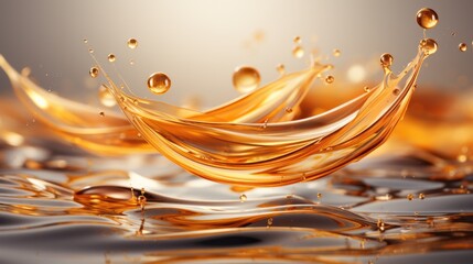 Golden Oil Droplets Floating with Air Bubbles