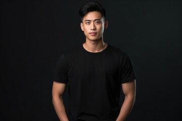Fototapeta na wymiar Asian man in black T-shirt