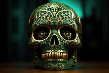 Mexican green skull design