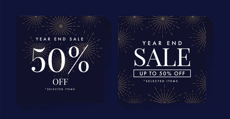 End of Year Sale Banner New Year Social Media Banner Template - obrazy, fototapety, plakaty