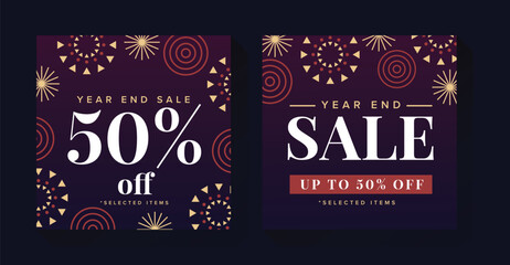 End of Year Sale Banner New Year Social Media Banner Template - obrazy, fototapety, plakaty