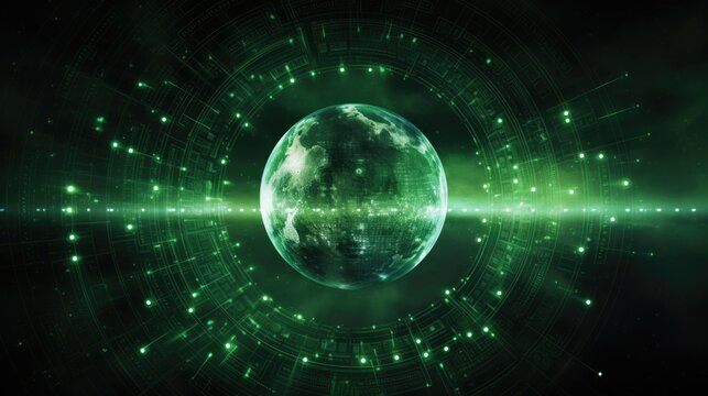 Earth with computer code, global internet, metaverse. Big data concept background