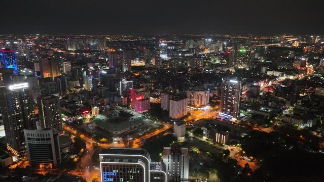 Hanoi skyline cityscape in Cau Giay district at night