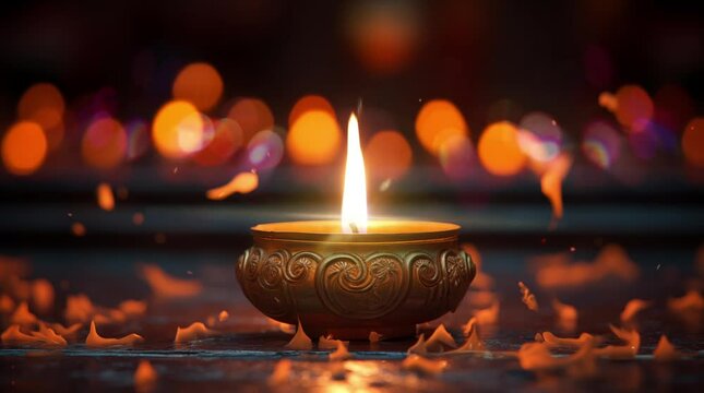 burning candles in church, seamless looping 4K video animation background