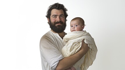 Fototapeta premium A man holding a baby in his arms