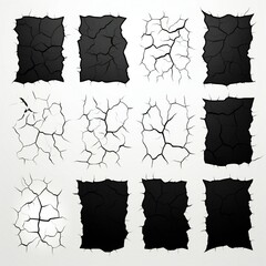 Black ground cracks silhouettes design elements clip art Generative AI